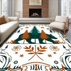 Rustic Bear Forest Woodland Border Rug