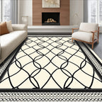 Cream Black Overlapping Diamond Frame Rug
