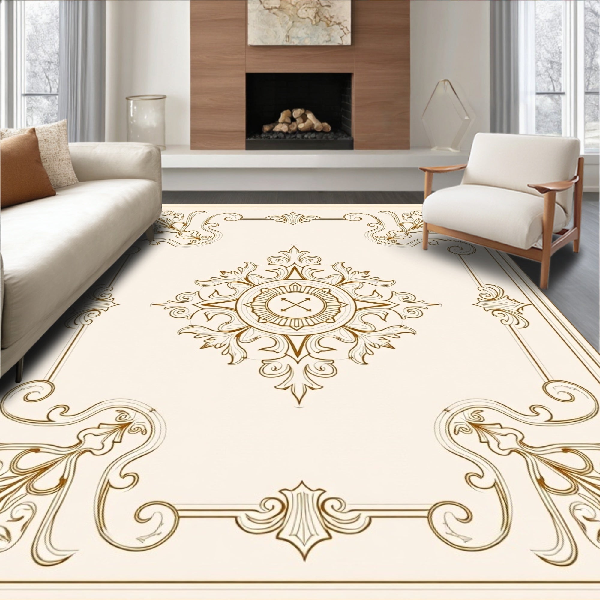 Gold Vintage Filigree Medallion Rug