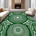 Emerald White Radial Medallion Scroll Rug