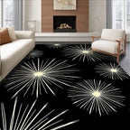 Cream Burst Starburst on Black Rug