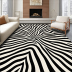 Bold Black White Animal Stripe Rug