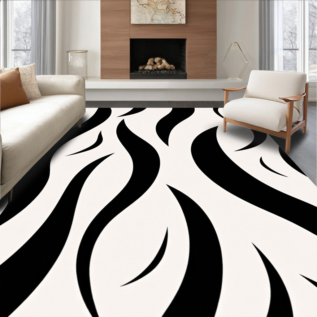 Bold Black Zebra Stripe Rug