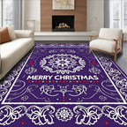 Purple White Floral Snowflake Medallion Rug