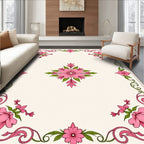 Pink Blossom Border Fern Flourish Rug