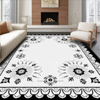 Monochromatic Sunburst Floral Lattice Rug