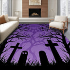 Spooky Purple Ghostly Cemetery Trees Rug