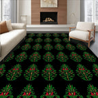 Elegant Green Red Tree Garland Rug