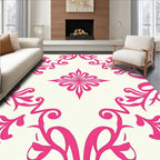 Bright Pink Floral Swirls Medallion Rug