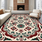 Crimson Forest Floral Symmetry Rug