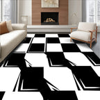 Bold Black White Checkerboard Illusion Rug
