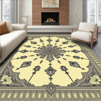 Ornate Yellow Gray Geometric Floral Rug