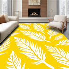 Vibrant Yellow Tropical Fern Leaves Rug