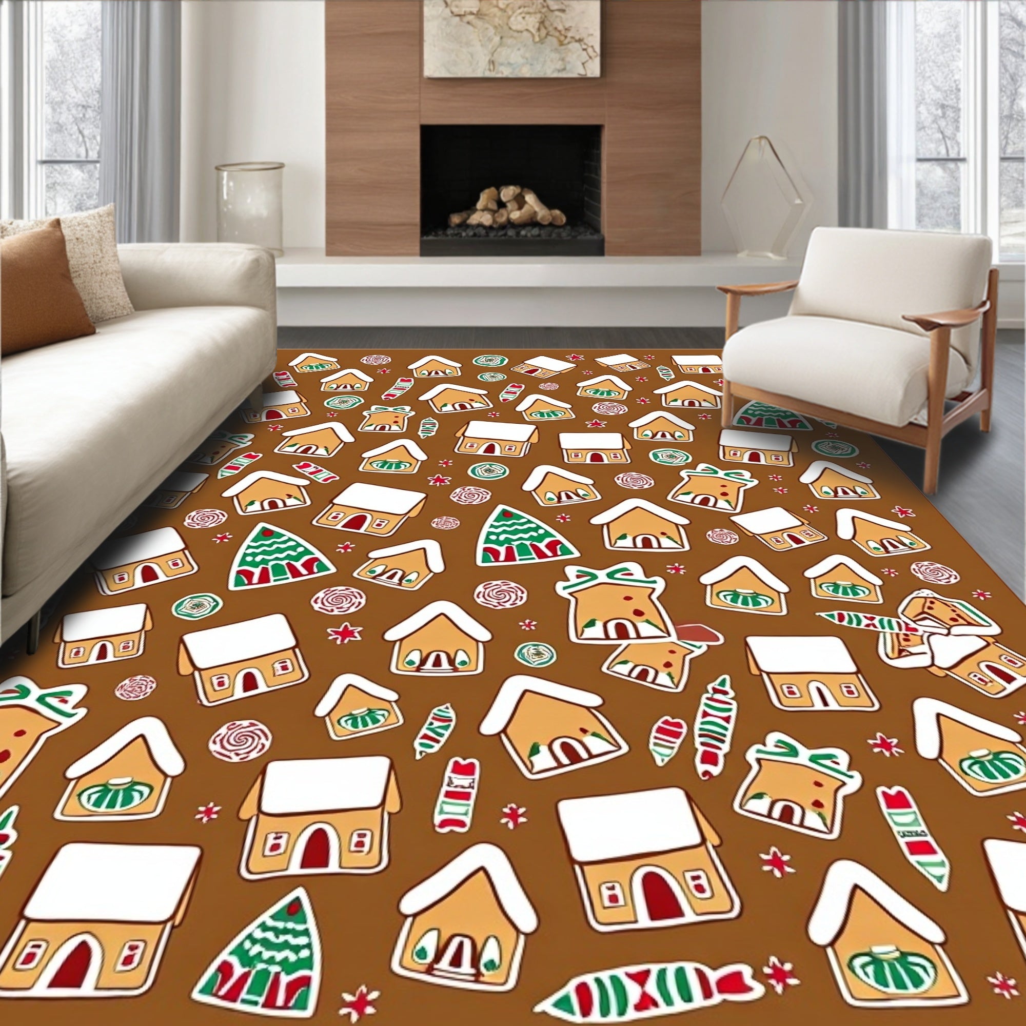 Gingerbread Village Candy Cane Sprinkle Rug
