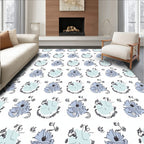 Soft Blue Floral Outline Rug