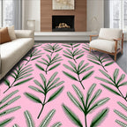 Whimsical Green Feathered Fern Rug