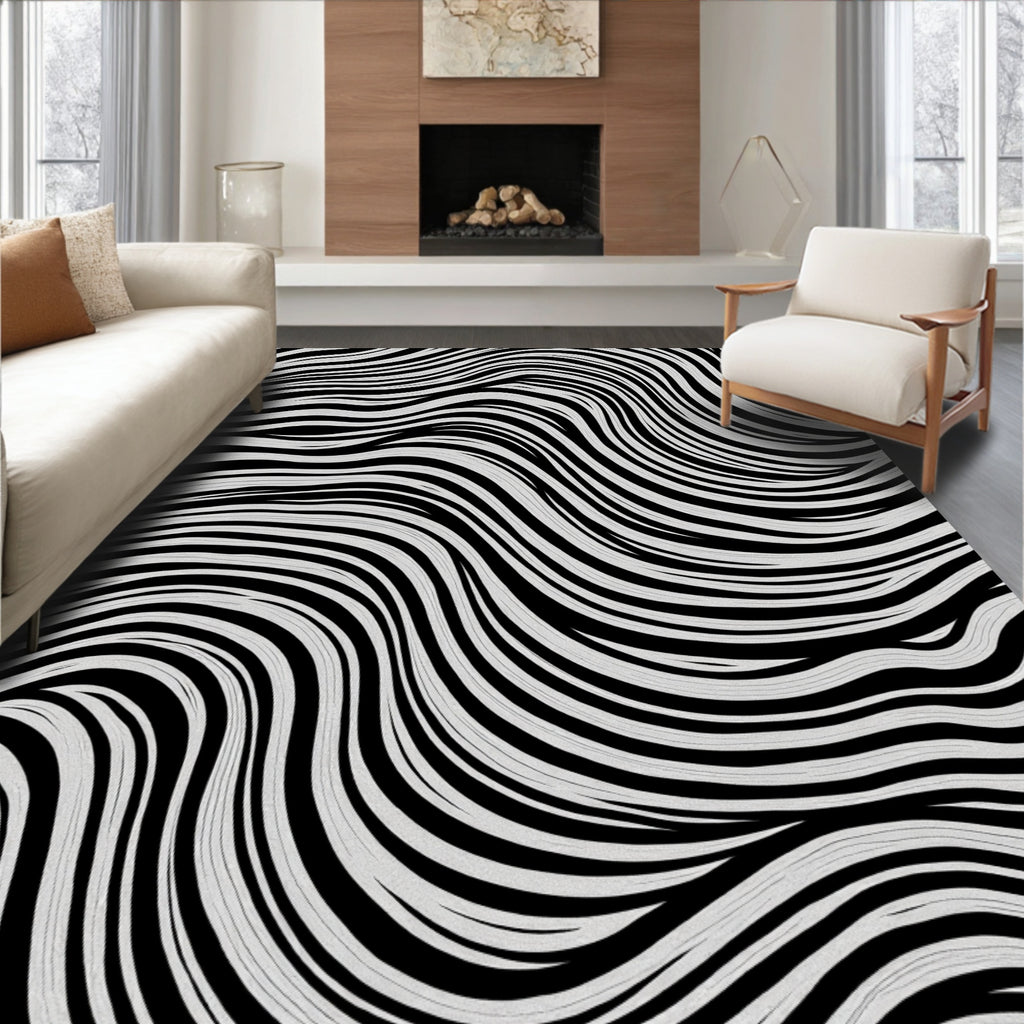 Monochromatic Wavy Line Abstract Rug