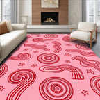Pink Red Swirl Star Abstract Rug
