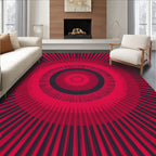 Radiant Crimson Concentric Rays Rug