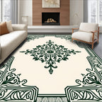 Emerald Green Ornate Filigree Medallion Rug