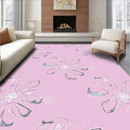 Pastel Pink Outline Flower Repeat Rug