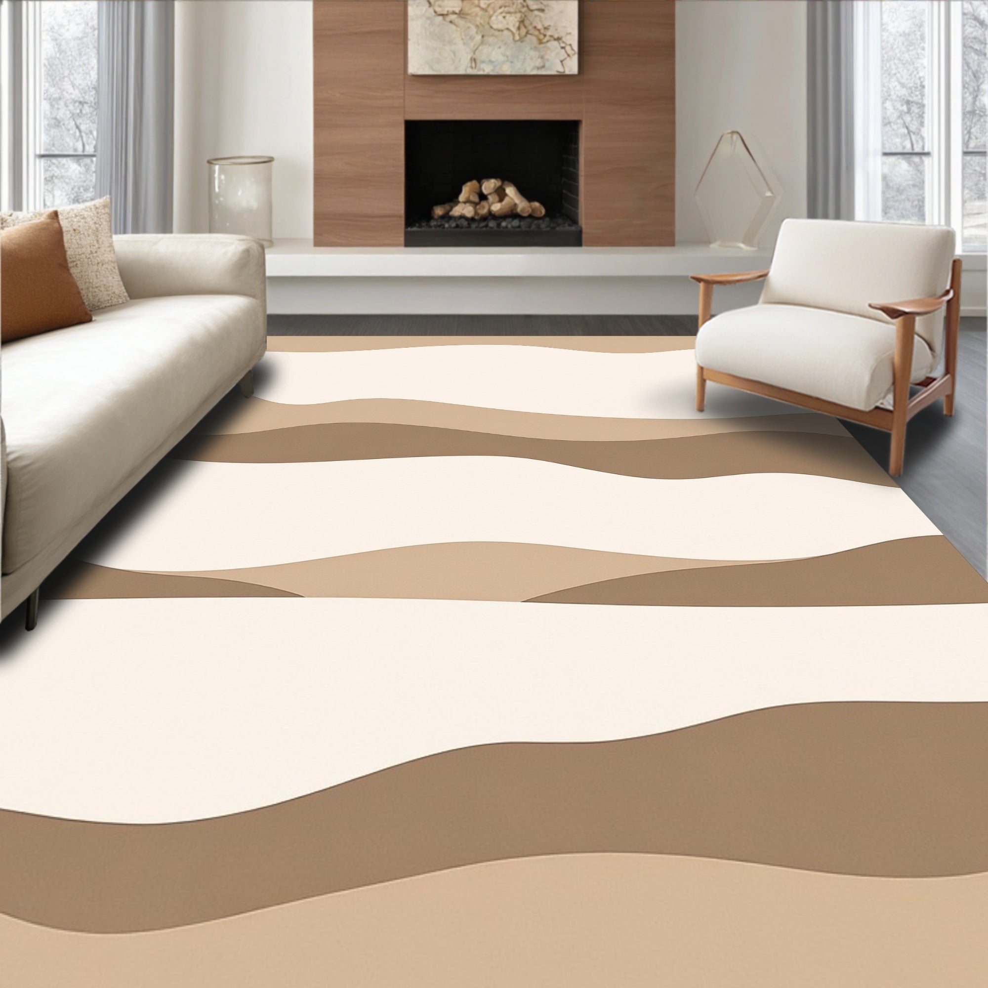 Earthy Tone Layered Landscape Rug