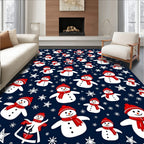 Winter Festive Snowman Stars Rug
