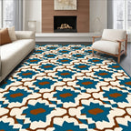 Deep Teal Starburst Floral Medallion Rug