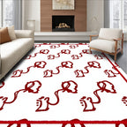 Crimson Ribbon Head Silhouette Medallion Rug