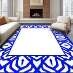 Royal Blue Geometric Interlocking Diamond Rug