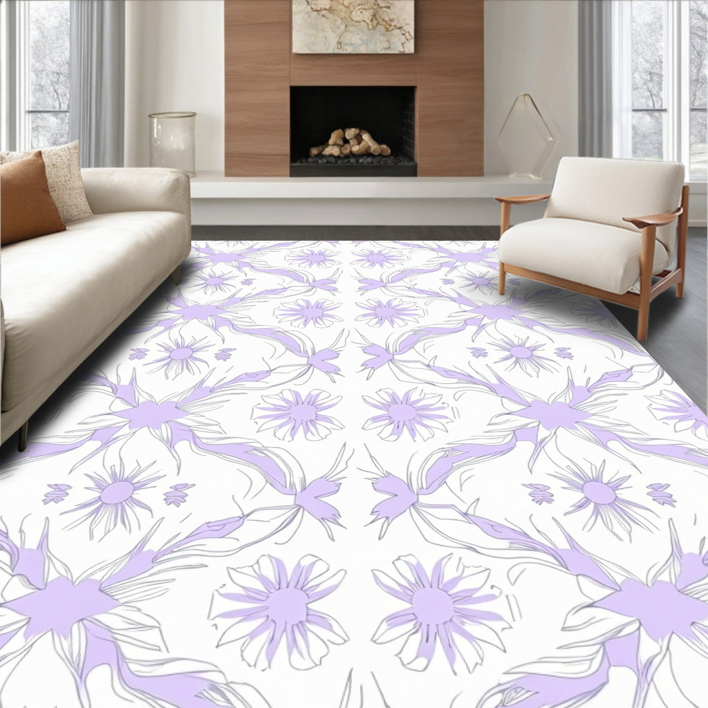 Delicate Lavender Floral Symmetry Rug
