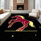 Crimson Horse Against Starry Night Rug