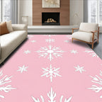 White Winter Snowflake Blush Background Rug