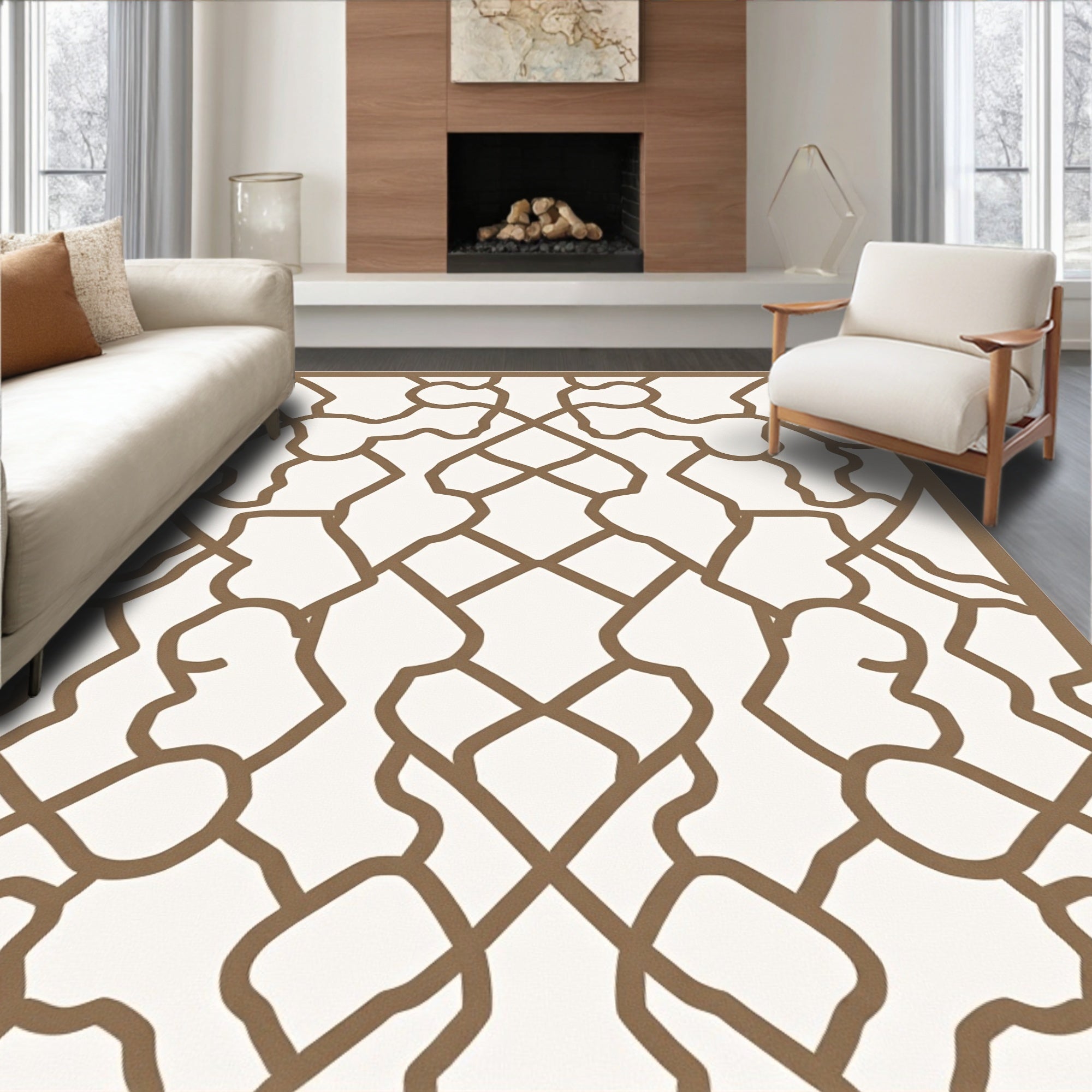 Brown Organic Lattice Art Rug