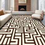 Brown Cream Maze Geometric Rug