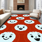 Charming White Cloud Faces Orange Background Rug