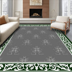 Dark Green Ornate Floral Medallion Rug
