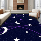 Cosmic Night Sky Crescent Moons Stars Rug