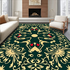 Elegant Black Gold Floral Medallion Rug