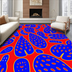 Bold Red Blue Abstract Organic Forms Rug