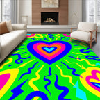 Vibrant Neon Heart Explosion Rug