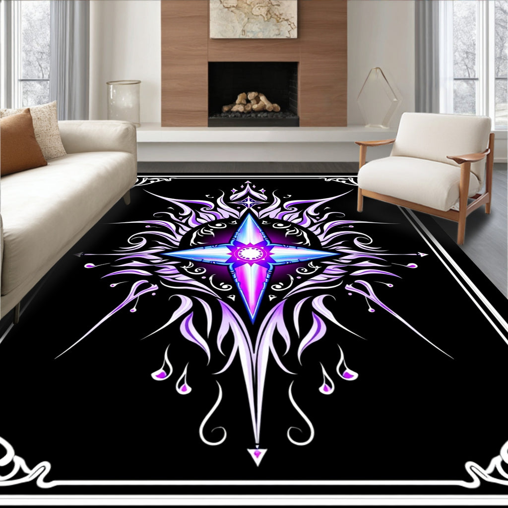 Radiant Purple Starburst Mandala Rug