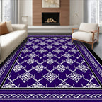Deep Purple White Intricate Diamond Border Rug