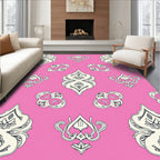 Pink Cream Ornamental Keystone Medallion Rug