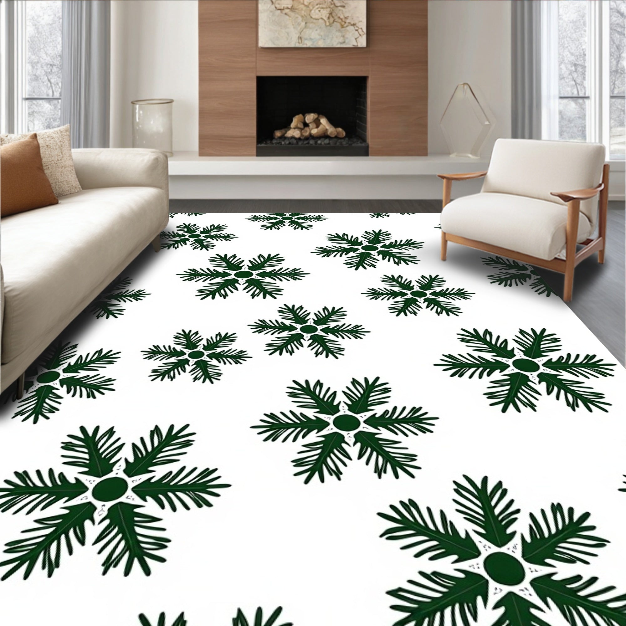 Emerald Green Pinecone Scatter Rug