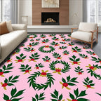 Pink Holly Berry Wreath Arrangement Rug