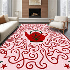 Crimson Teapot Swirls Garden Rug