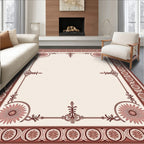 Crimson Floral Bordered Cream Rug