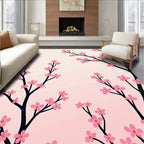 Pink Blossom Cherry Branches Art Rug