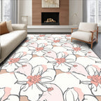 Soft Pink Blossom Outline Art Rug